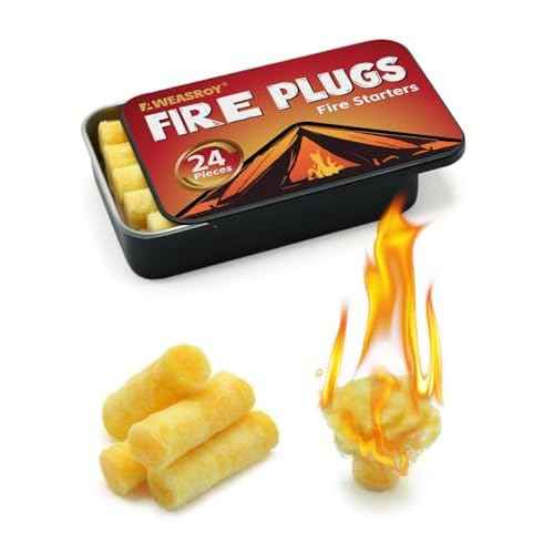 Fire Plugs Fire Starters - Windproof Fire Starter for Campfires Long Brun Time - Fire Starters for Fireplace,Chimney,BBQ Grill,Camping Fire,Wood Stove - Emergency Survival Tools 24pcs