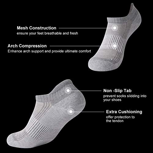 Copper Compression Socks for Circulation Arch Support Plantar Fasciitis Ankle - Large-X-Large, 6 Pairs Light Gray