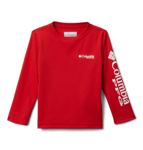 Youth Boys Sun Protection Long Sleeve Shirt - Red Spark, X-Small, Columbia