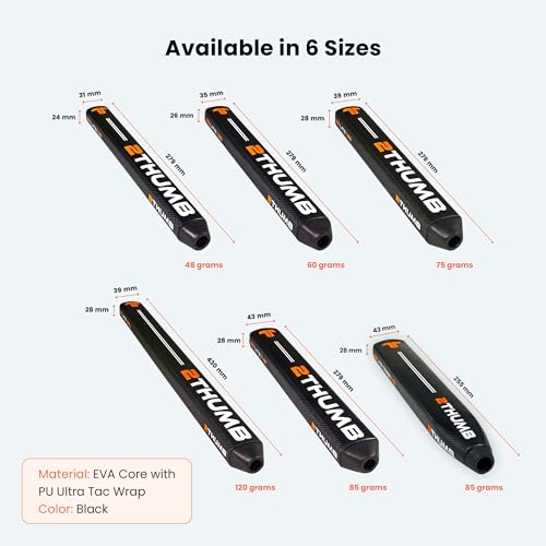 Golf Putter Grip - Lightweight Textured Handle for Consistent Putting - Black, 43mm