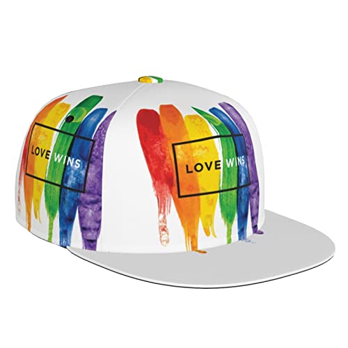 Rainbow Pride LGBT Baseball Cap Flat Bill Adjustable Strapback Hat Men Women