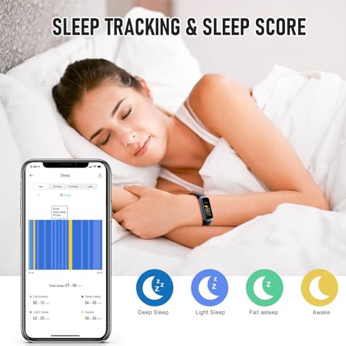 Bakoor Black Fitness Tracker with 24/7 Heart Rate & Sleep Monitoring, Waterproof Step Counter, 1.10" AMOLED Screen, Men Women