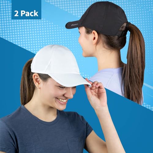 TrailHeads Women's UPF 50 Summer Running Hat UV Protection Cap - One Size, White & Black