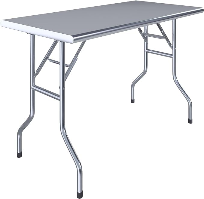 Premium Quality Stainless Steel Open Base Folding Utility Table - Folding Work Table for Commercial Kitchen, Restaurant, Hotel and Garage - NSF Certified (24" x 60")