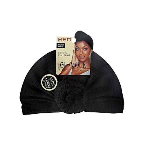 Red by Kiss Turban for Women, Silky Satin Interior, Comfortable, Breathable Head Wrap, Pre-Tied Twist African Knot Bonnet