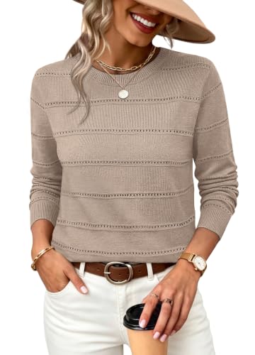 Fall Outfits for Women 2026 Hollow Out Knit Sweater - Brown, XL