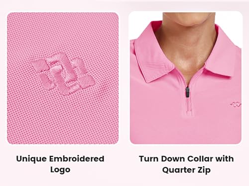 Women's Golf Polo Shirt Short Sleeve UPF 50+ Collared 1/4 Zip Tennis Top - Lightweight Cooling Athletic Shirt