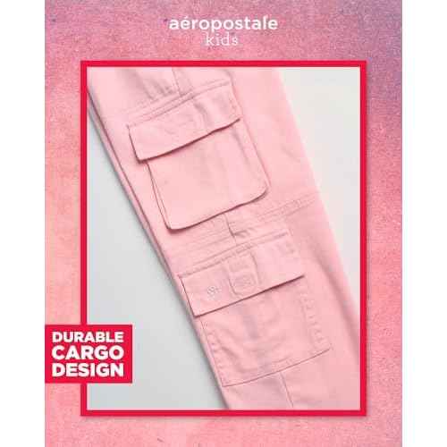 AEROPOSTALE Girls Cargo Pants - Casual Twill Joggers Baggy Sweatpants for Girls with Elastic Drawstring Waist (Sizes: 7-16)