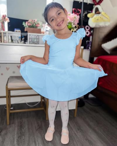Girls Ballet Leotard with Skirt - Size 8-9 Years, Blue Dance Dress