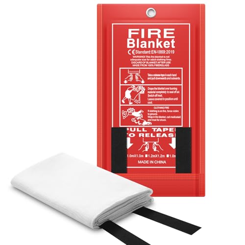 Emergency Fire Blanket 4 x 4 ft - Fiberglass Flame-Resistant Home Safety