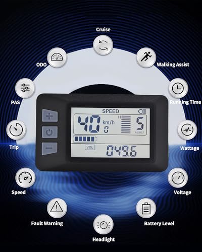 LCD P3H Ebike Display for 24V-60V Electric Bikes - UART No. 2 Protocol, Variation LCD-P3H-5PIN
