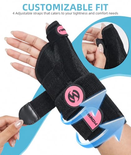 Adjustable Wrist Support Brace for Left/Right Hand - Pink, Small/Medium, Day & Night Relief for De Quervain's Tendonitis Carpal Tunnel