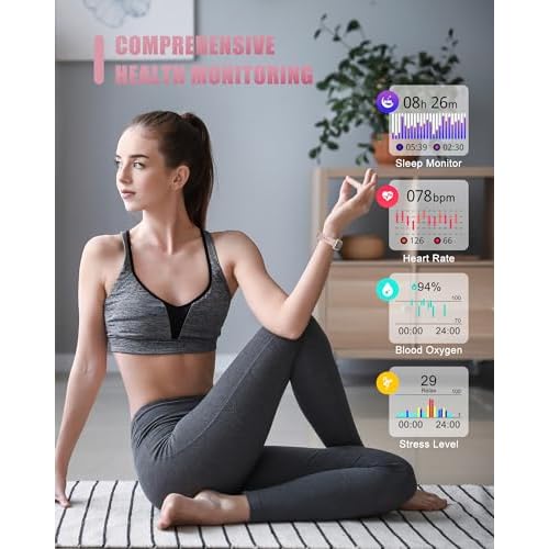 Fitness Tracker, Smart Watch for Women Men with 24/7 Heart Rate/Blood Pressure/Blood Oxygen Monitor,Sleep Tracker,Step & Calorie Counter, IP68 Waterproof Fitness Watches Compatible with Android&iPhone