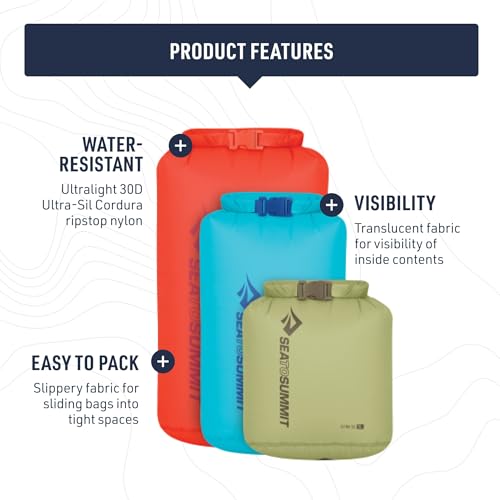 Sea to Summit Ultra-Sil Dry Bag Set, Ultralight Waterproof Stuff Sack (3L, 5L, and 8L)