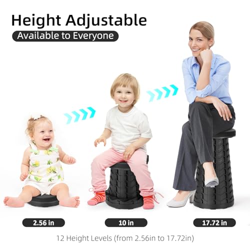 Qiguet Portable Folding Stool with Load Capacity 400lbs - Black