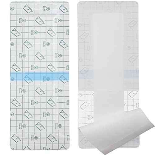 14 Pack 4"x10" Waterproof Adhesive Island Dressing for Knee Replacement Post-Surgery Recovery Bordered Gauze Bandages with Non-Stick Pad for Hip Surgical Incision Care Shower Protection