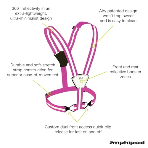 Amphipod Xinglet Lite, Minimalist High Visibility Reflective Safety Running Vest for Men & Women - Pink - OS