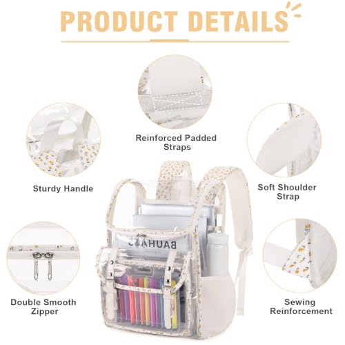 Yellow Floral Clear Backpack with Lunch Bag Set for Women & Men
