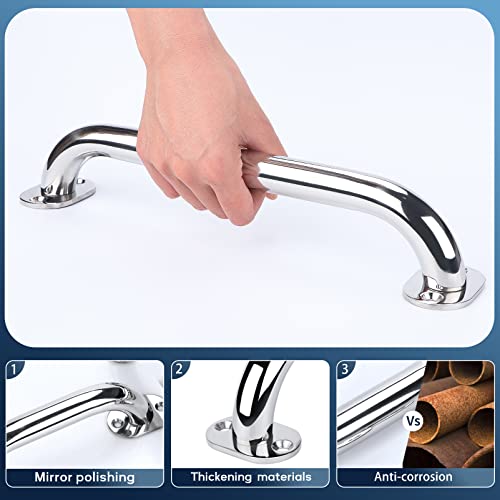 Heavy Duty Stainless Steel Boat Handrail 12 Inch Polished Marine Grab Handle - 2 Pack