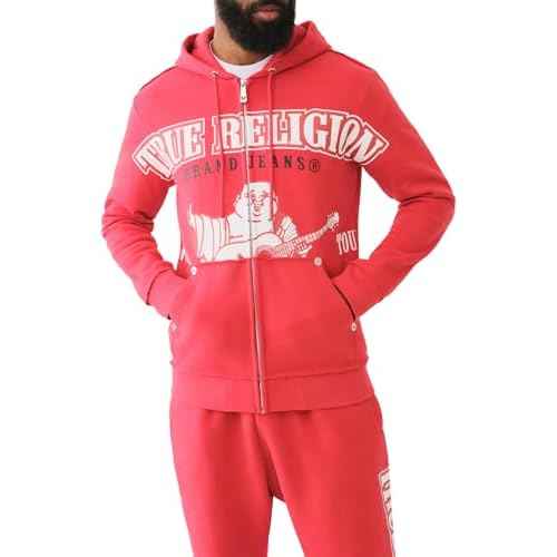 True Religion Men's Raw Exaggerated Icon Zip Up Hoodie