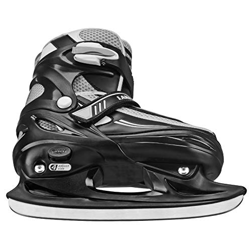 Adjustable Youth Ice Skates for Kids - Lake Placid Summit, Black/White, Large (5-8)