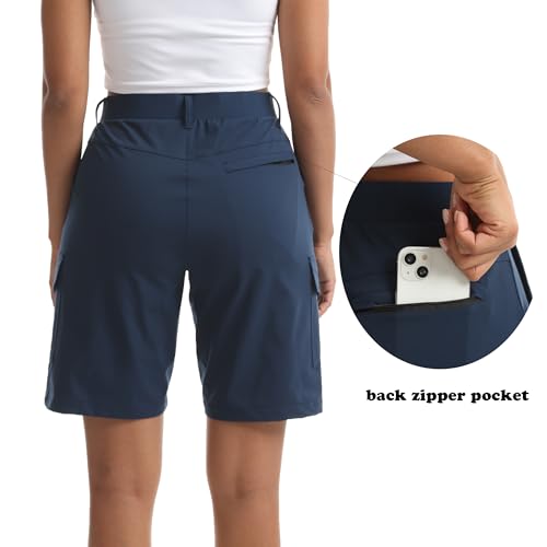 Women's Lightweight Hiking Cargo Shorts for Running Athletic Camping Travel Golf - Water Resistant with 5 Pockets