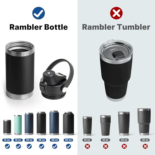 Black Auto Spout Lid for YETI Rambler Bottles - Replacement Water Bottle Cap