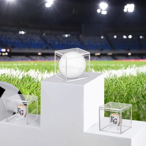 6 Pack Championship Ring Display Cases Clear Acrylic Shelf Stand for Sports Fans