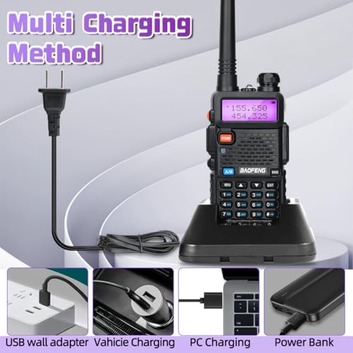 Baofeng UV-5R Ham Radio Upgrade 8W Handheld Long Range UV5R Walkie Talkies with Earpiece M-5R 5RX Multi Band Two Way Radio with Copy Frequency,USB-C Charger for Hunting Survival Gear