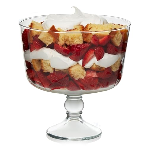 Libbey Selene Glass Footed Trifle Bowl with Pedestal, Clear Dessert Serving Dish - 1 Count