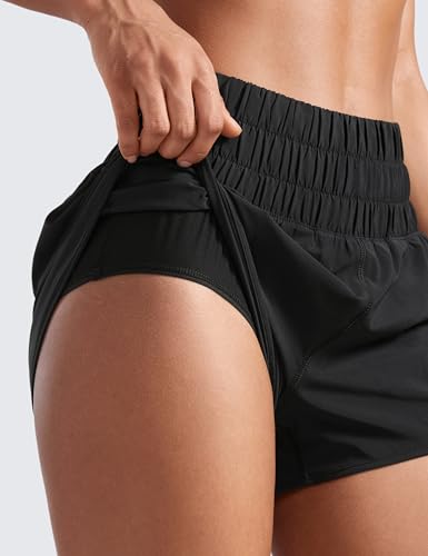 CRZ YOGA Dolphin Running Shorts 3-Inch - Medium Black, Quick-Dry & Soft