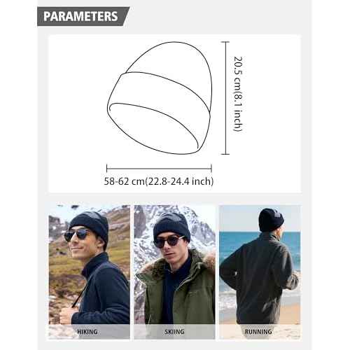 Pioneer Camp Mens Merino Wool Beanie Hats Thick Knit Winter Hat Cold Weather Skull Cap Hiking Skiing Climbing Casual Outdoor