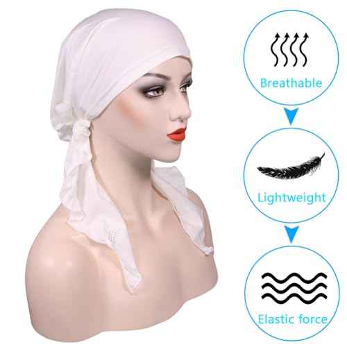 Pre Tied Chemo Head Scarf for Women - Slip On Bandana Headwrap Caps Cancer Turban Sleep Hair Cover Hat