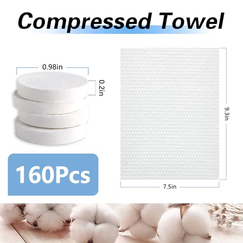 Compressed Towels for Camping and Travel - White 160 Pack