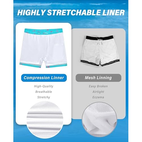 Swim Trunks Mens 5 Inch Inseam Compression Liner Short Men Bathing Suit Lined Swimming Shorts Men's Swim Suits