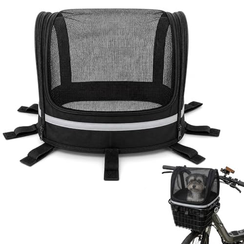 ANZOME Dog Bike Basket Cover Mesh Pet Carrier for 12-13 in Rectangular Baskets - Black
