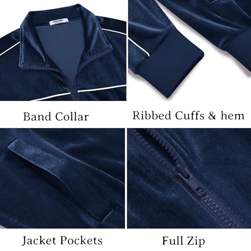 COOFANDY Mens Velour Tracksuits 2 Piece Set Outfits Zip Up Sweatsuits Velvet Jacket Pants Set