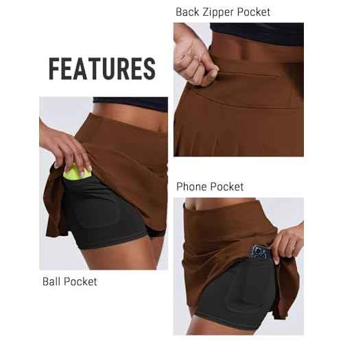 PINSPARK Pleated Tennis Skirts for Women with Short Pockets High Waisted Athletic Golf Skort Workout Pickleball Mini Skirt