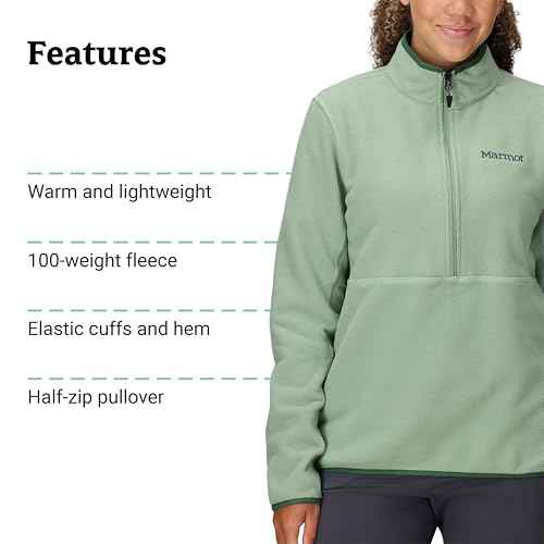 MARMOT Women's Rocklin 1/2 Zip Jacket - Classic, Warm, Lightweight 100-Weight Fleece Layer
