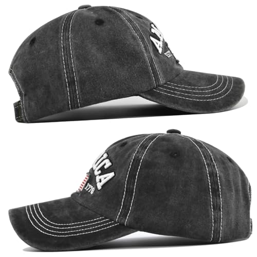 Men's Baseball Cap Unisex American Flag Trucker Hat Black One Size