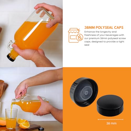 1 Pack Half-Gallon Glass Jug Set with Polyseal Cap - Multipurpose Liquid Storage, Water & Juice Dispenser