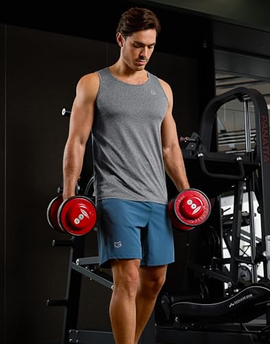 Men's Sleeveless Workout Muscle Tank Top Large Grey Heather - G Gradual