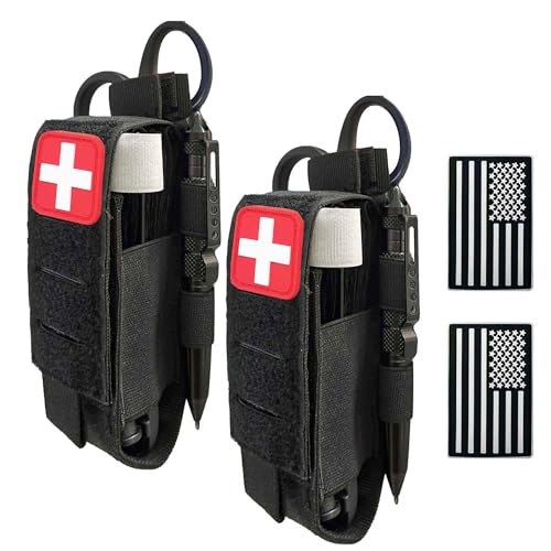 2 Pack Tourniquet Pouch with Laser Cut Molle System for Duty Belt - Black