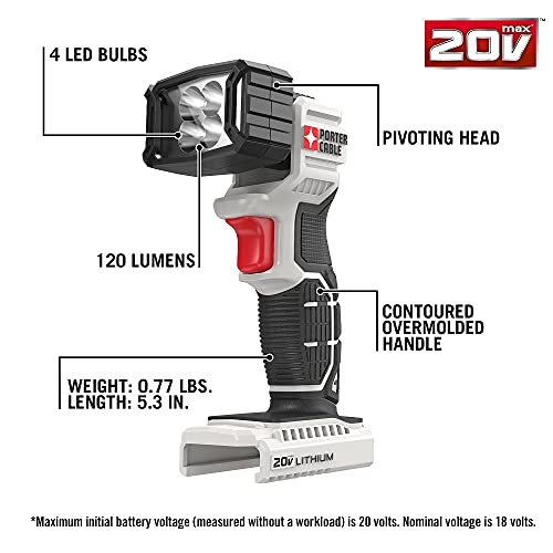 20V MAX LED Work Light Tool Only - Portable Cordless Job Site Lamp