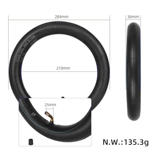 12x 2.125 Inner Tube with Bent Valve for Ebike Stroller Tricycle Balance Bicycle, 12 inch 12 x 2 1/8 Tire Inner Tube Butyl Rubber Thickened for Bike Accessories