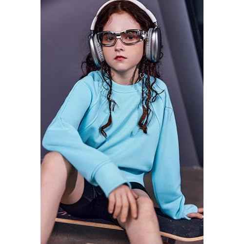 Arshiner Girls Sweatshirt Crop Tops for Teens Cropped Crewneck Pullover Ribbed Long Sleeve Shirts Thumb Hole