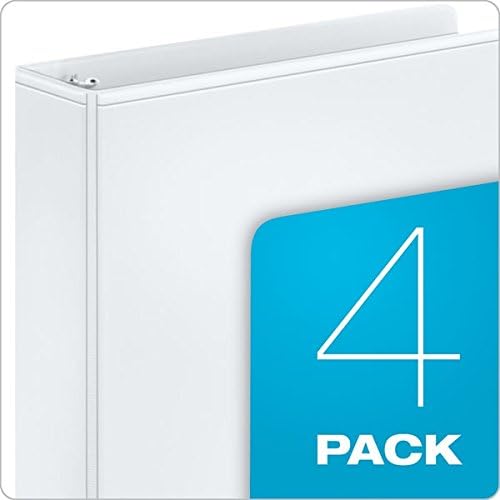 Cardinal Economy 3 Ring Binder, 1 Inch, Presentation View, Black, Holds 225 Sheets, Nonstick, PVC Free, 4 Pack of Binders (79512)