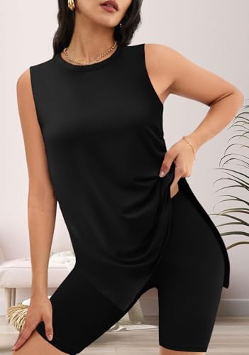 Women’s Two Piece Short Lounge Set - Medium Black Summer Outfit