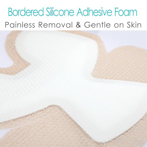 Large Pack of 3 Silicone Heel Border Foam Dressings 8x8 Inches for Wound Care