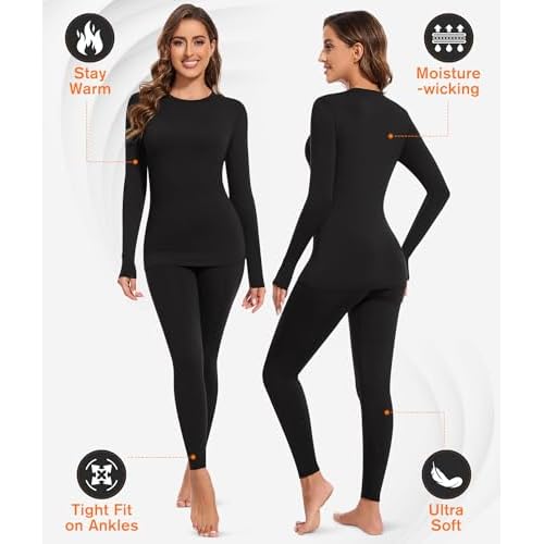 BESTENA Thermal Underwear for Women Base Layer Cold Weather Thermal Set Long Johns Women Thermal Set
